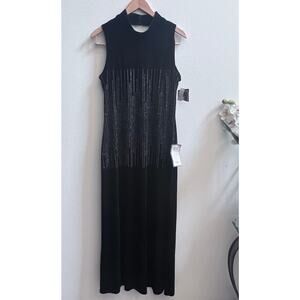 New Black Velvet Maxi Dress Women's 12 Sparkling Glitter Goth Fairy Whimsigoth‎